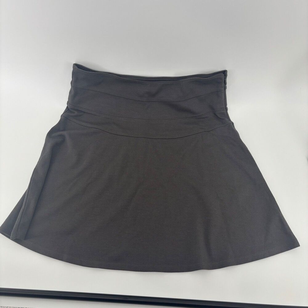 Athleta Skirt Charcoal Gray Women 8 A-Line Stretch Knit Back Zip Pocket S/69533